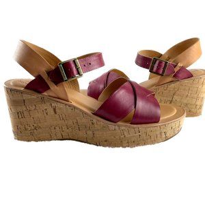 Kork-Ease Ava Platform Wedge Sandal, dark pink*, size 10, NEW - never worn